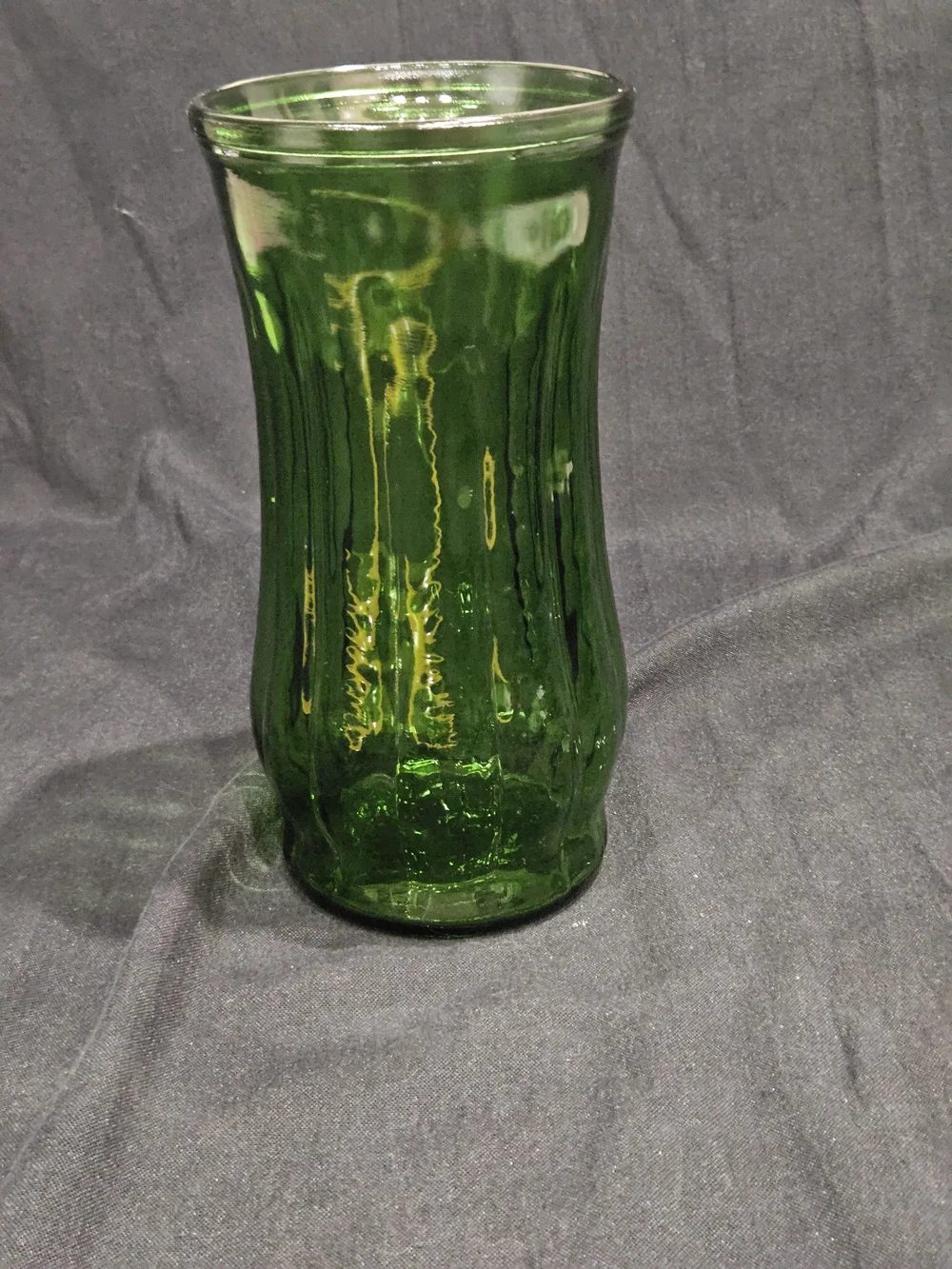 Vintage PGC Portland Glass Co Forest Green Ribbed Bud Vase 9